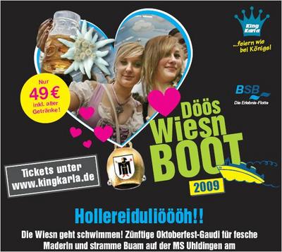 Party Flyer: Wiesn-Boot, Oktoberfestgaudi auf dem Bodensee am 02.10.2009 in Meersburg