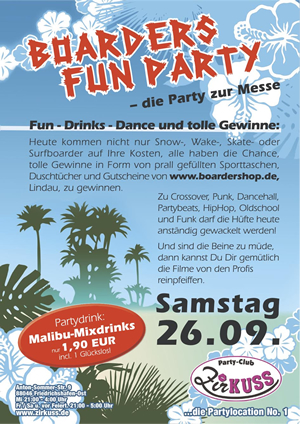 Party Flyer: BOARDERS FUN PARTY + SN am 26.09.2009 in Friedrichshafen
