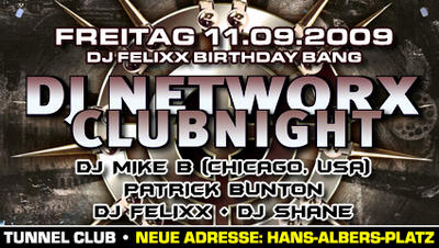 Party Flyer: DJ Networx Clubnight & DJ Felixx Birthday Bang am 11.09.2009 in Hamburg