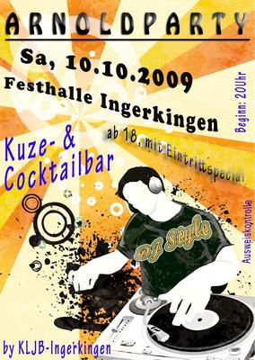 Party Flyer: Arnoldparty am 10.10.2009 in Schemmerhofen