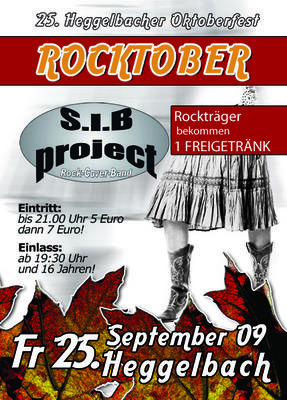 Party Flyer: Rocktoberparty mit S.I.B project am 25.09.2009 in Leutkirch im Allgu