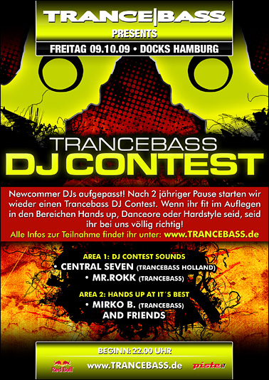 Party Flyer: Trancebass DJ Contest am 09.10.2009 in Hamburg
