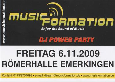 Party Flyer: DJ Power Party am 06.11.2009 in Emerkingen
