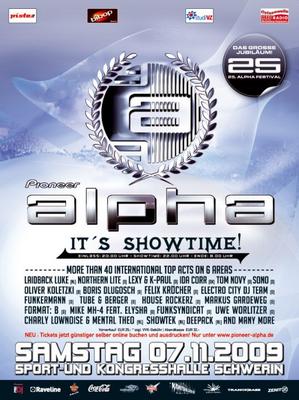 Party Flyer: Pioneer alpha Festival - die 25. Jubilumsshow am 07.11.2009 in Schwerin