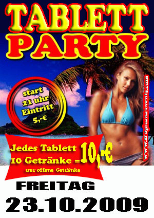 Party Flyer: Tablettparty am 23.10.2009 in Bad Schussenried