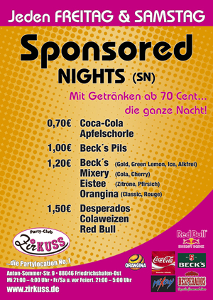Party Flyer: SPONSORED-NIGHT (SN) am 07.11.2009 in Friedrichshafen