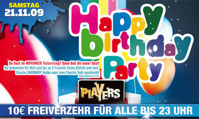 Party Flyer: Birthday Party @ Players am 21.11.2009 in Ulm