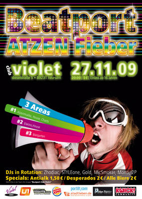 Party Flyer: 16 Party "Atzen Fieber" @ Club Violet am 27.11.2009 in Neu-Ulm