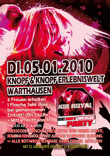 Party Flyer: KIR ROYAL - die rot weisse Party am 05.01.2010 in Warthausen