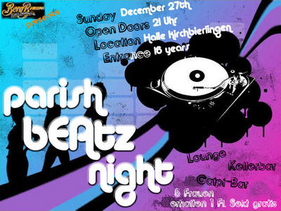 Party Flyer: parish beatz night am 27.12.2009 in Ehingen a.d. Donau