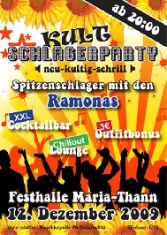 Party Flyer: Kult-Schlagerparty in Maria-Thann am 12.12.2009 in Hergatz