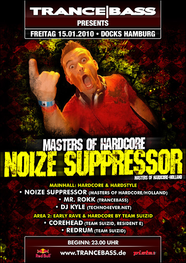 Party Flyer: Masters of Hardcore - Noize Suppressor am 15.01.2010 in Hamburg