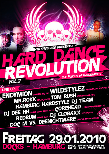 Party Flyer: Hard Dance Revolution Vol.2  the famous of harderbeatz am 29.01.2010 in Hamburg