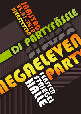Party Flyer: MegaEleven Party mit DJ Partyfssle am 23.01.2010 in Bad Saulgau