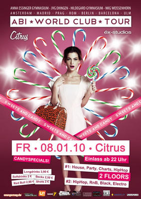 Party Flyer: Abi World Club Tour: Sweets and Candy Edition am 08.01.2010 in Ulm