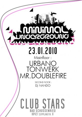 Party Flyer: MINIMAL ELECTRO NIGHT @ CLUB STARS SCHUSSENRIED am 23.01.2010 in Bad Schussenried