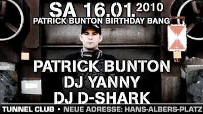 Party Flyer: Patrick Buntons Birthday Bang am 16.01.2010 in Hamburg