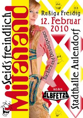 Party Flyer: SUPER - HAMMER - STIMMUNGS- PARTY mit den ALBFETZA am 12.02.2010 in Aulendorf