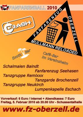 Party Flyer: FANFARENBALL Oberzell am 05.02.2010 in Ravensburg