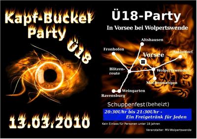 Party Flyer: 18*** Kapf-Buckl-Party in Vorsee bei Wolpertswende ***18 am 13.03.2010 in Wolpertswende
