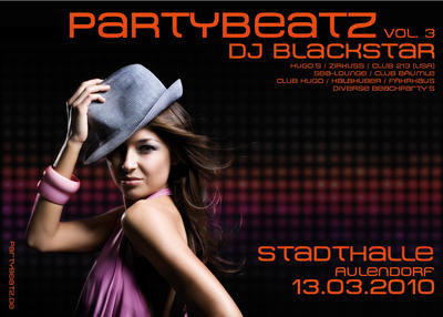Party Flyer: PARTYBEATZ vol 3 + DJ BLACKSTAR am 13.03.2010 in Aulendorf