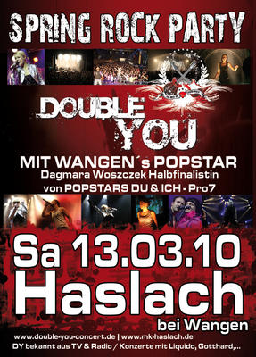 Party Flyer: Double You - Spring Rock Party - Haslach bei Wangen am 13.03.2010 in Wangen im Allgu