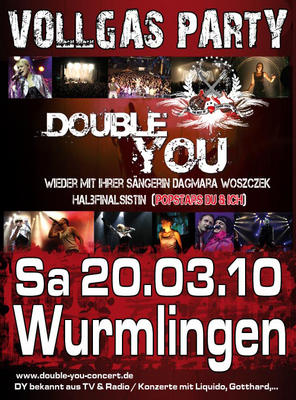 Party Flyer: Double You | Vollgas Party | Wurmlingen am 20.03.2010 in Wurmlingen