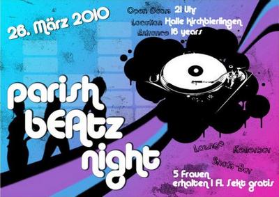Party Flyer: parish beatz night am 26.03.2010 in Ehingen a.d. Donau