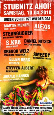 Party Flyer: STUBNITZ AHOI! - Unser Schiff ist wieder da! am 10.04.2010 in Rostock