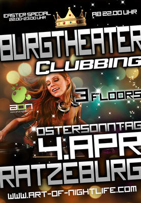 Party Flyer: Burgtheater Clubbing am 04.04.2010 in Ratzeburg