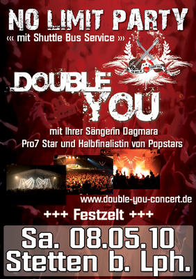 Party Flyer: Double You | No Limit Party | Stetten b. Lph mit Shuttle Bussen am 08.05.2010 in Achstetten