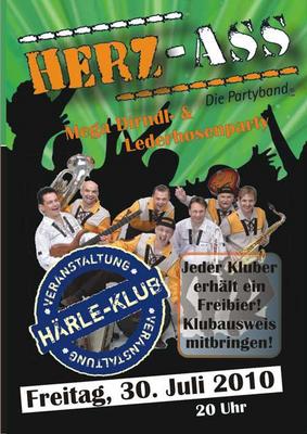 Party Flyer: Dirndl- und Lederhosnparty mit Herz Ass am 30.07.2010 in Leutkirch im Allgu