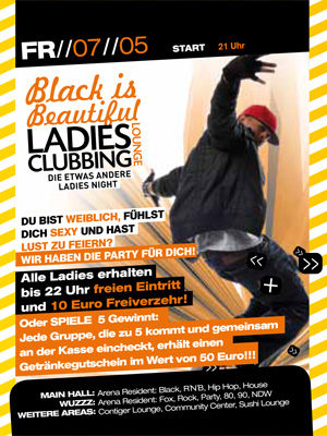 Party Flyer: ARENA Gnzburg - Black is Beautiful - Ladies Clubbing am 07.05.2010 in Gnzburg (Kreisstadt)