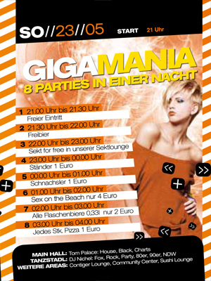 Party Flyer: ARENA Gnzburg - GIGAMANIA am 23.05.2010 in Gnzburg (Kreisstadt)