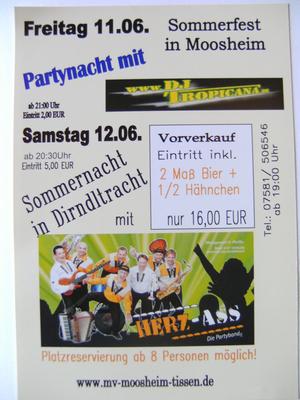 Party Flyer: Partynacht mit DJ Tropicana in Moosheim am 11.06.2010 in Bad Saulgau