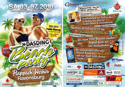 Party Flyer: DASDING PRSENTIERT BEACHPARTY am 03.07.2010 in Ravensburg