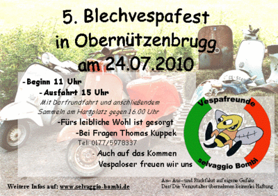 Party Flyer: 5. Blechvespafest am 24.07.2010 in Wangen im Allgu