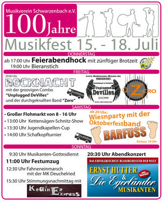 Party Flyer: MUSIKFEST Schwarzenbach - Rocknacht am 16.07.2010 in Wangen im Allgu