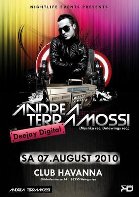 Party Flyer: ANDREA TERRAAMOSSI live @ HAVANNA CLUB am 07.08.2010 in Weingarten