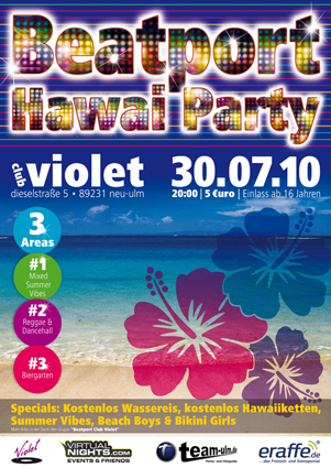 Party Flyer: 16 Party "Hawaii Party" @ Club Violet am 30.07.2010 in Neu-Ulm