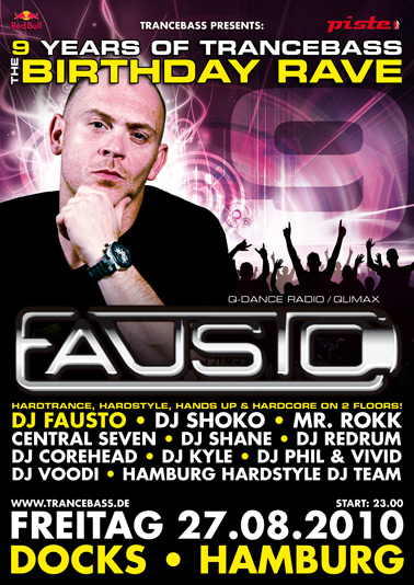 Party Flyer: 9 Years of Trancebass - The Birthday Rave am 27.08.2010 in Hamburg