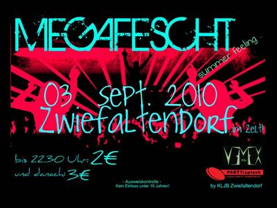 Party Flyer: Megafescht in Zwiefaltendorf am 03.09.2010 in Riedlingen
