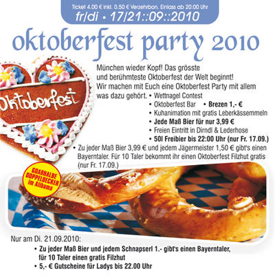 Party Flyer: Oktoberfest Party 2010 @ Revolution am 17.09.2010 in Teisnach