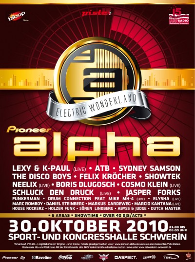 Party Flyer: Pioneer alpha "Electric Wonderland" am 30.10.2010 in Schwerin