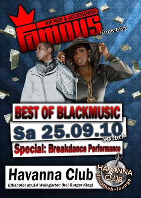 Party Flyer: Famous best of Black Musik & Havanna Club Weingarten am 25.09.2010 in Weingarten