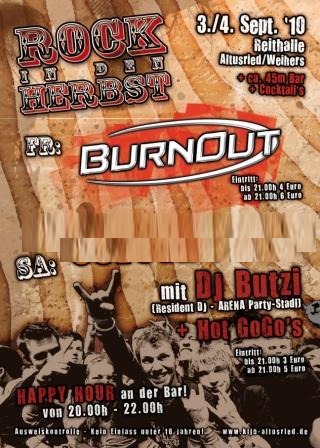 Party Flyer: Rock in den Herbst in Altusried mit BurnOut am 03.09.2010 in Altusried
