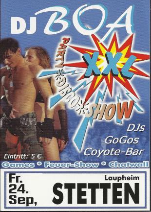 Party Flyer: XXL-Party mit DJ Boa | Stetten b. Lph. am 24.09.2010 in Achstetten