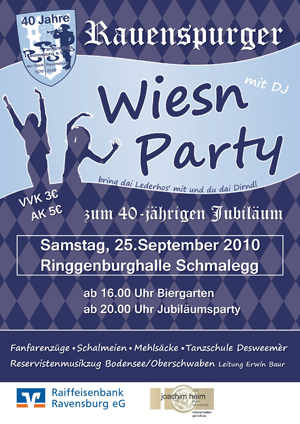 Party Flyer: Rauenspurger Wiesn Party am 25.09.2010 in Ravensburg