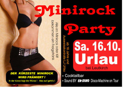 Party Flyer: Big Minirockparty Urlau bei Leutkirch am 16.10.2010 in Leutkirch im Allgu