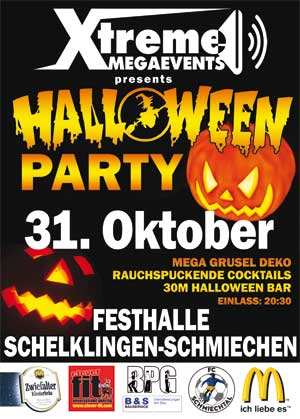Party Flyer: MEGA HALLOWEEN PARTY - Schmiechen am 31.10.2010 in Schelklingen